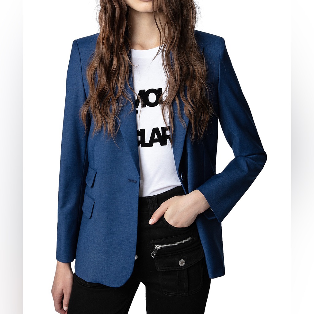 Zadig & Voltaire Venus Tailleur Blueberry Blazer With Art Deco Buttons Size 40